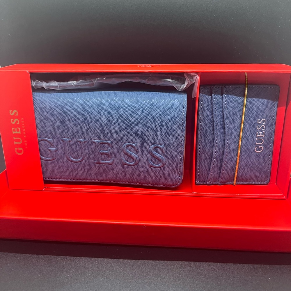 GUESS Blue Wallet and Cardholder Set